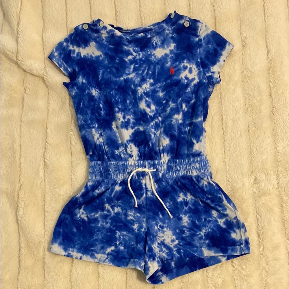 Polo Ralph Lauren Blue Tie-Dye Kids Romper